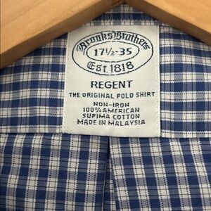 Brooks Brothers Navy and White Plaid Polo Shirt